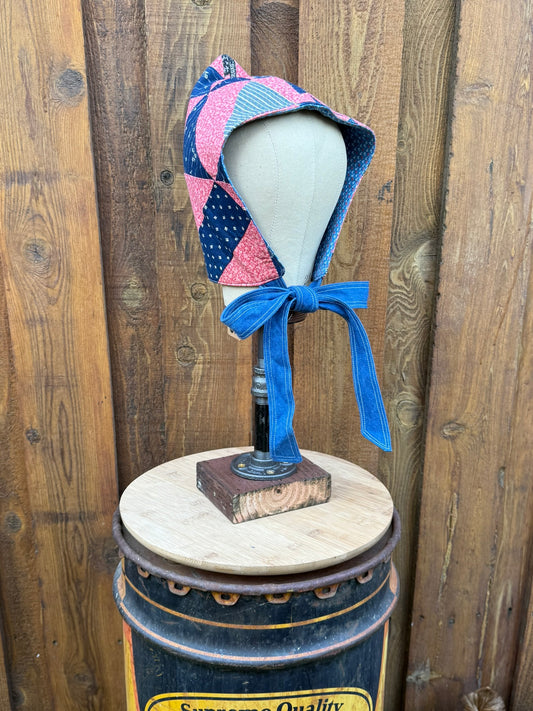 Classic Americana Bonnet — Made from Reclaimed and Indigo Dyed Fabric